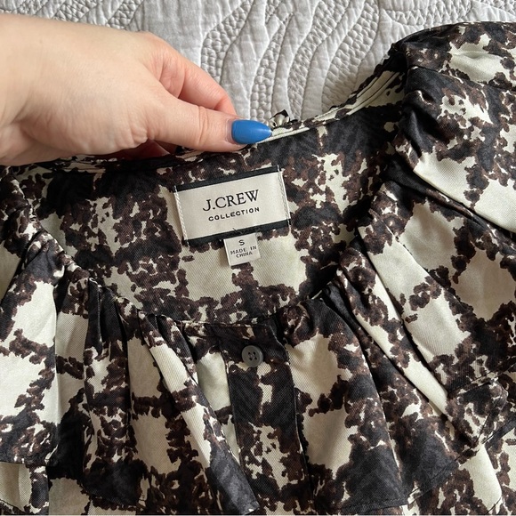 J. Crew Collection - Silk Twill Ruffle-collar Top in Plaid - Picture 6 of 11